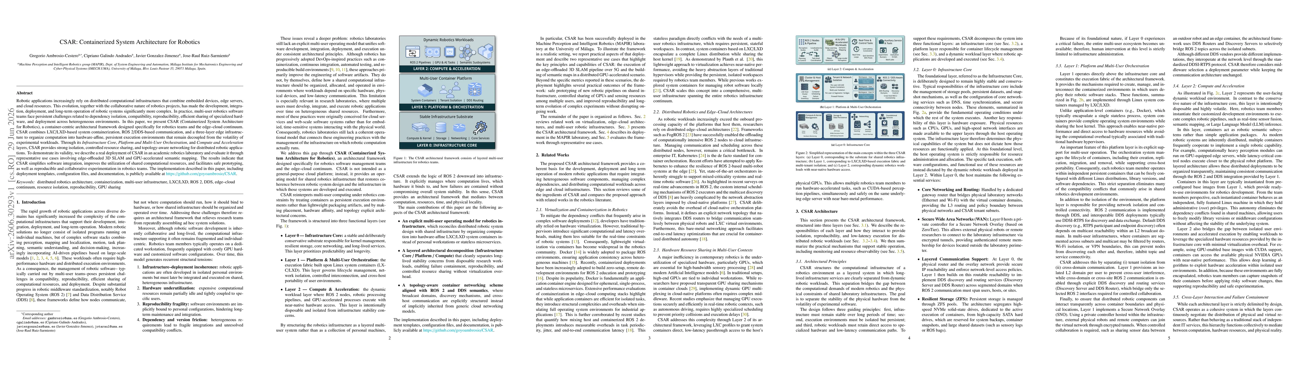 Thumbnail for CSAR: Containerized System Architecture for Robotics