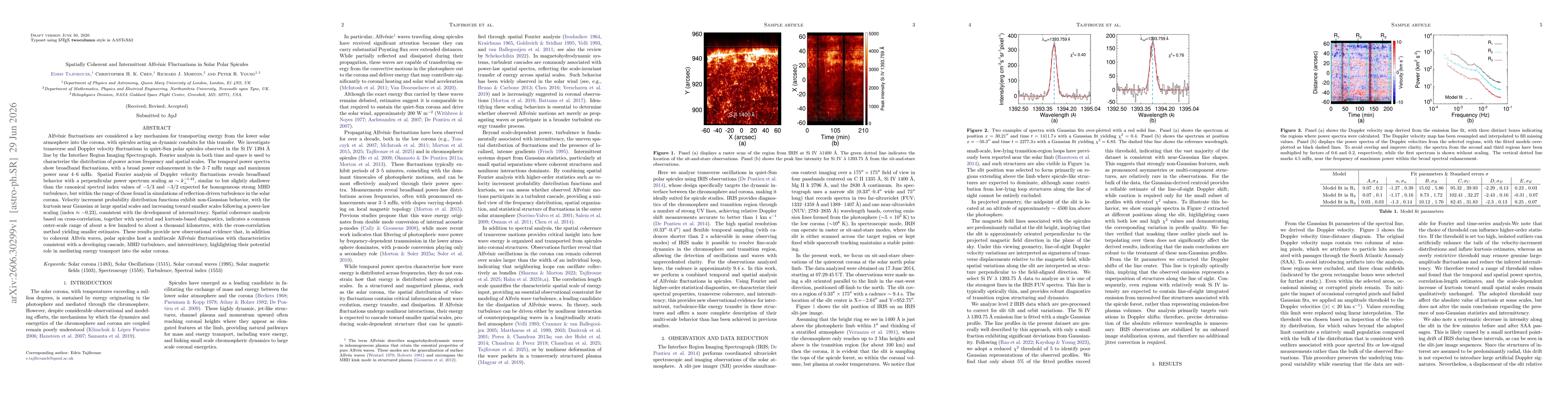 Thumbnail for Spatially Coherent and Intermittent Alfvénic Fluctuations in Solar Polar Spicules