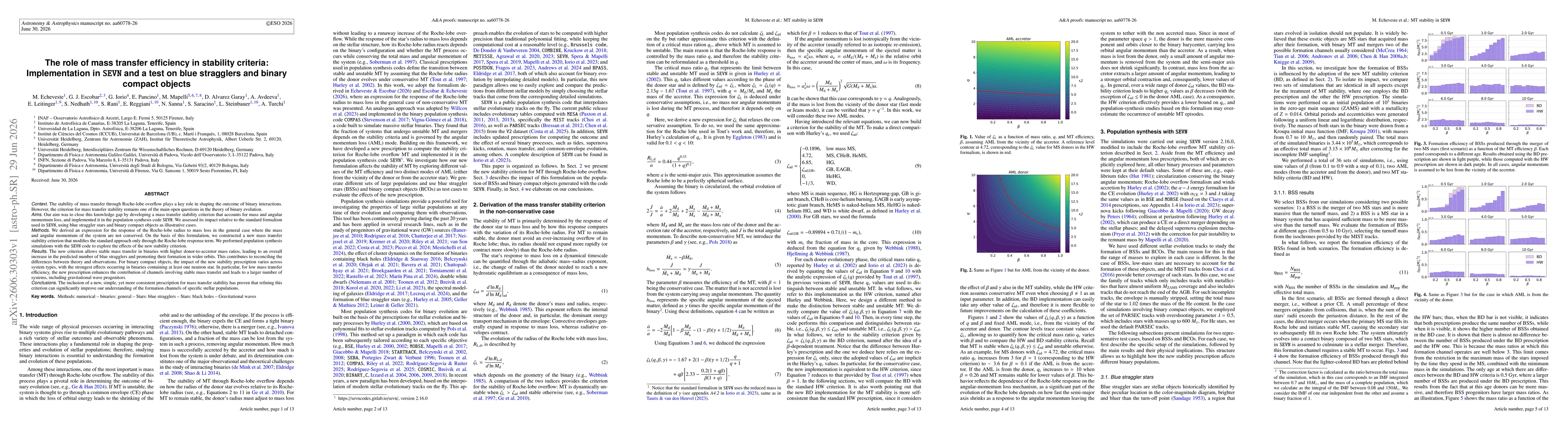 Thumbnail for The role of mass transfer efficiency in stability criteria: Implementation in SEVN and a test on blue stragglers and binary compact objects