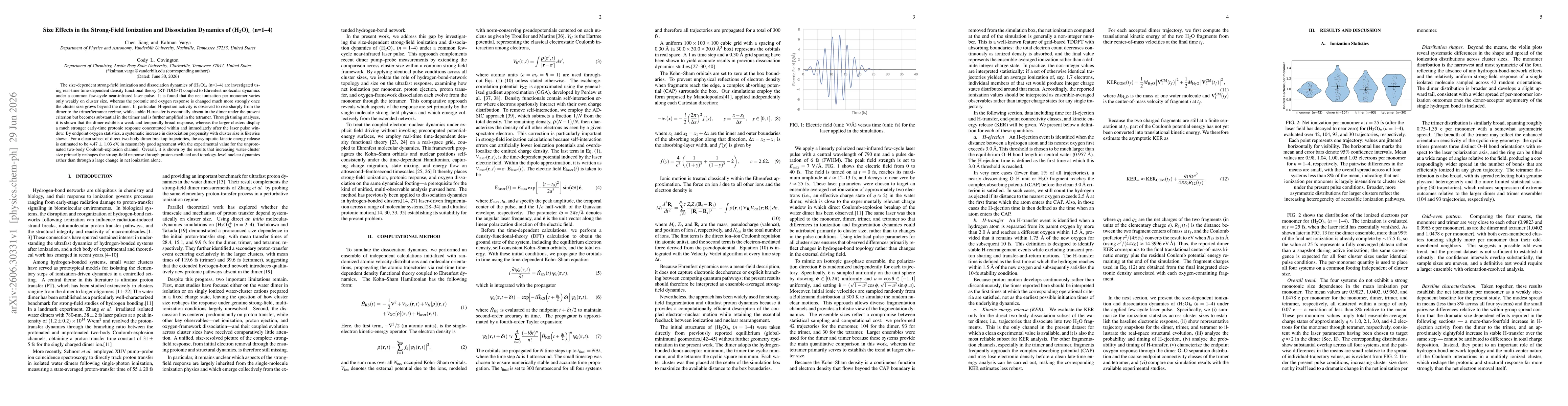 Thumbnail for Size Effects in the Strong-Field Ionization and Dissociation Dynamics of (H$_2$O)$_n$ (n=1-4)