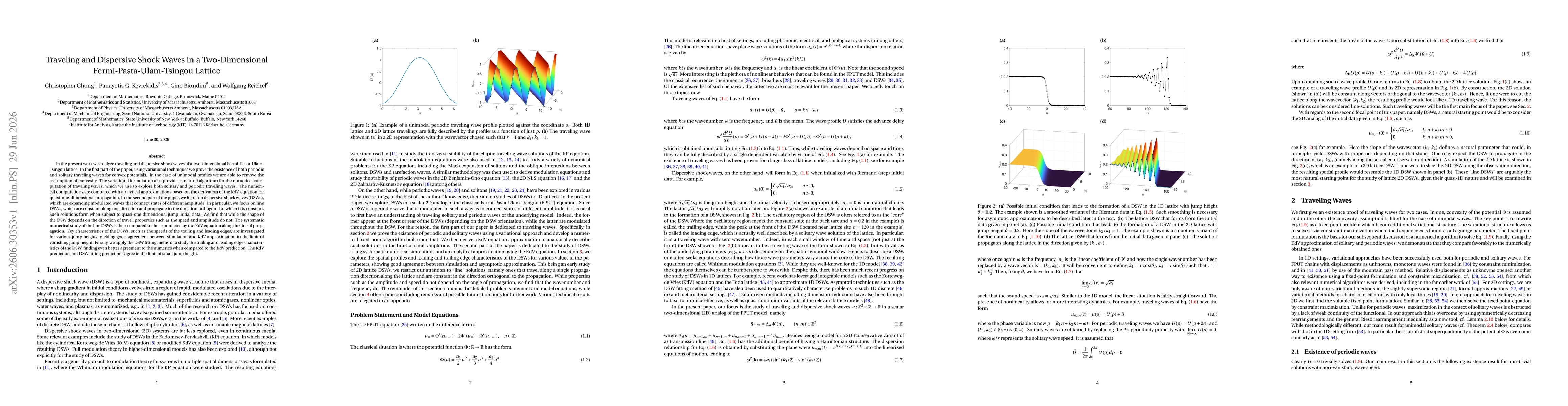 Thumbnail for Traveling and Dispersive Shock Waves in a Two-Dimensional Fermi-Pasta-Ulam-Tsingou Lattice