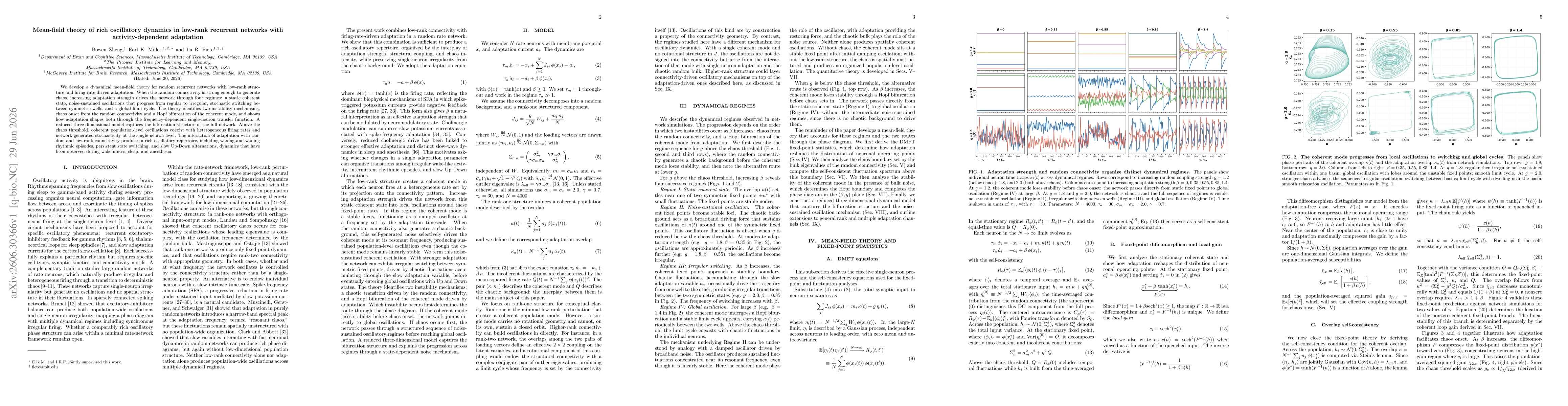 Thumbnail for Mean-field theory of rich oscillatory dynamics in low-rank recurrent networks with activity-dependent adaptation