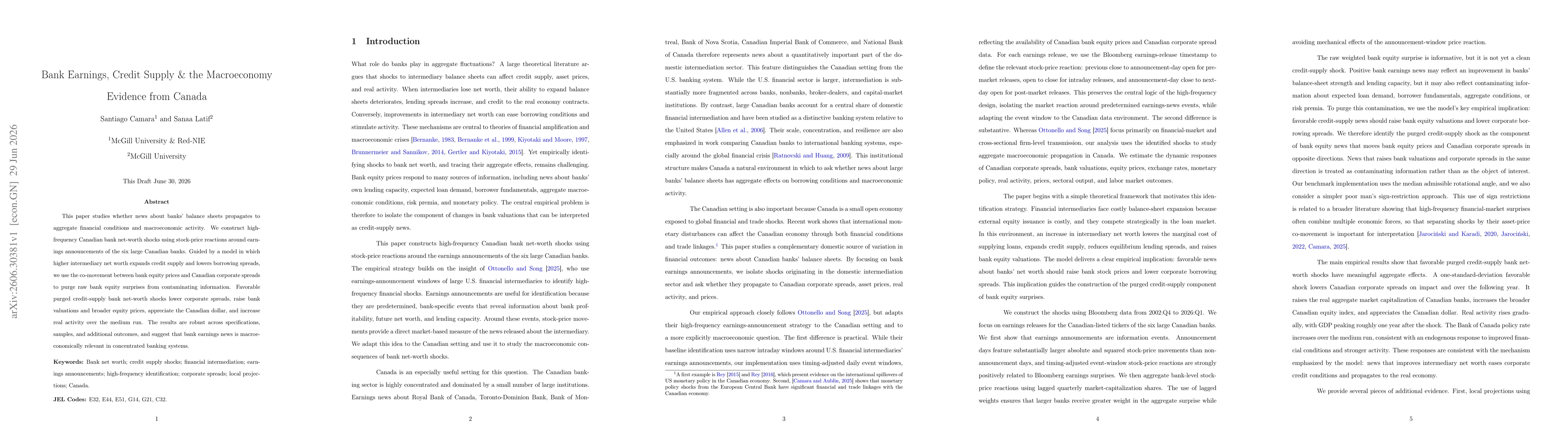Thumbnail for Bank Earnings, Credit Supply & the Macroeconomy: Evidence from Canada