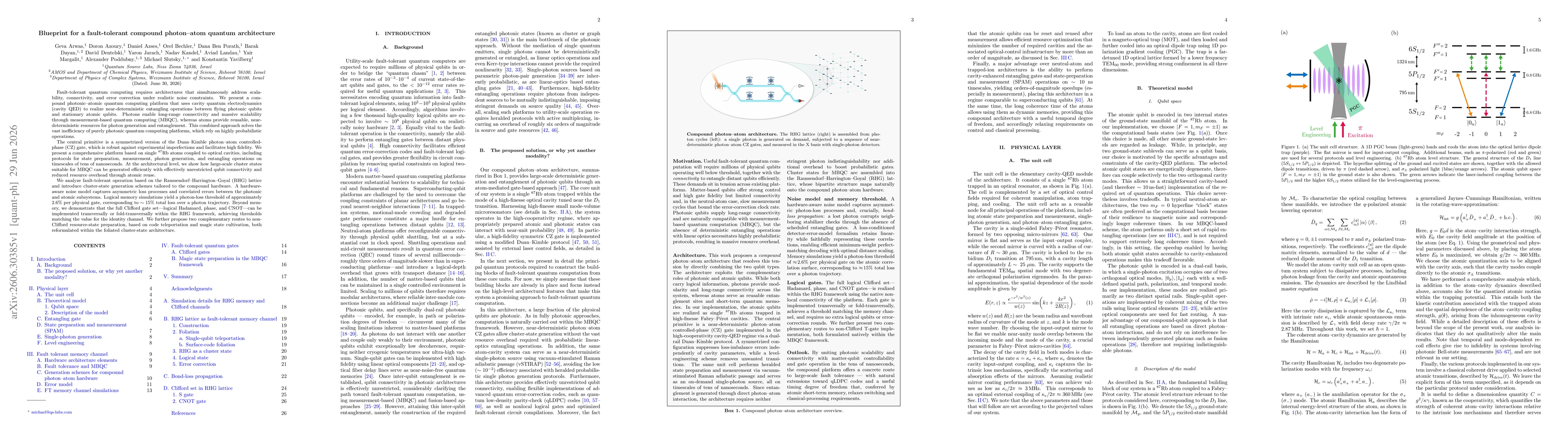 Thumbnail for Blueprint for a fault-tolerant compound photon-atom quantum architecture