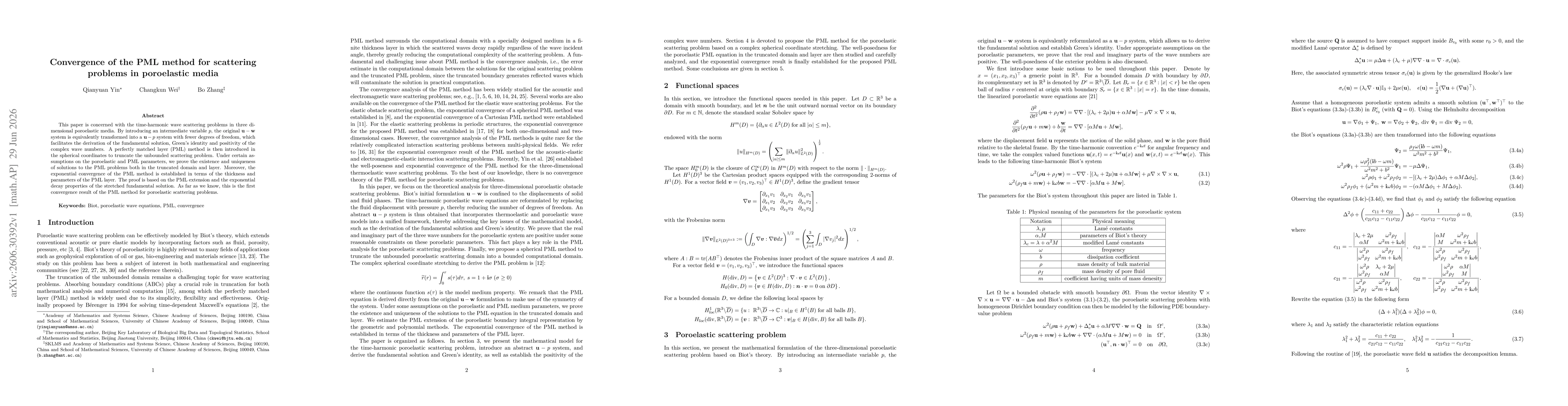Thumbnail for Convergence of the PML method for scattering problems in poroelastic media