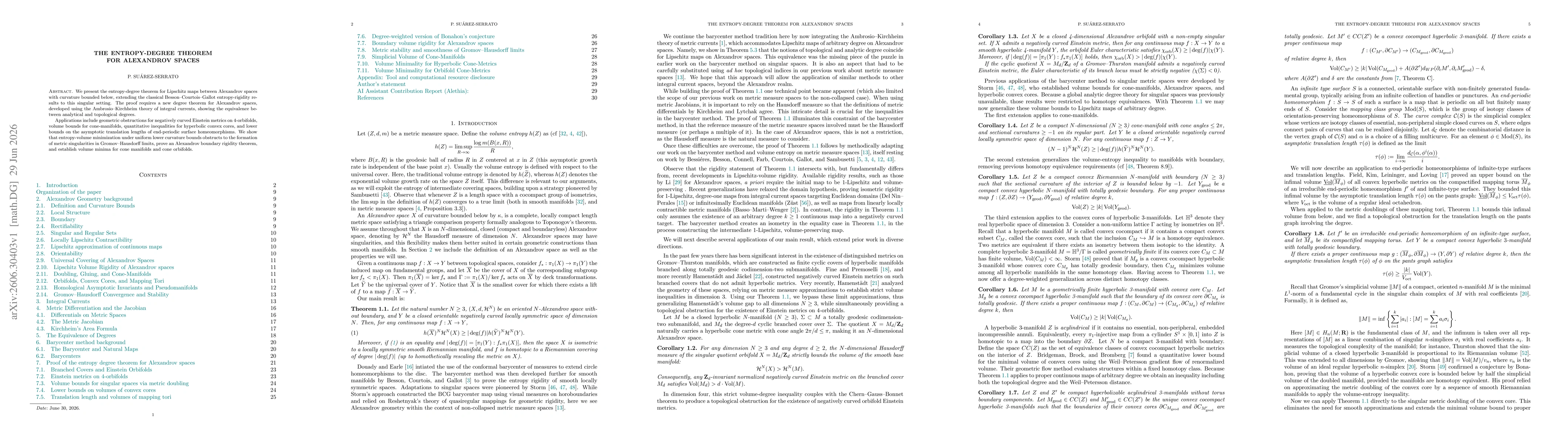 Thumbnail for The entropy-degree theorem for Alexandrov spaces