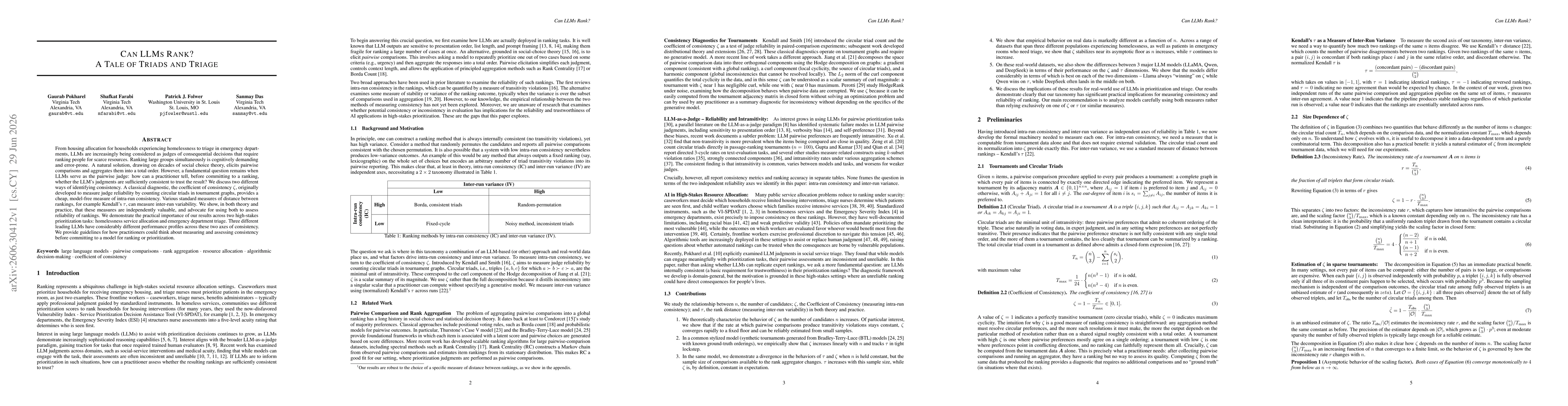 Thumbnail for Can LLMs Rank? A Tale of Triads and Triage