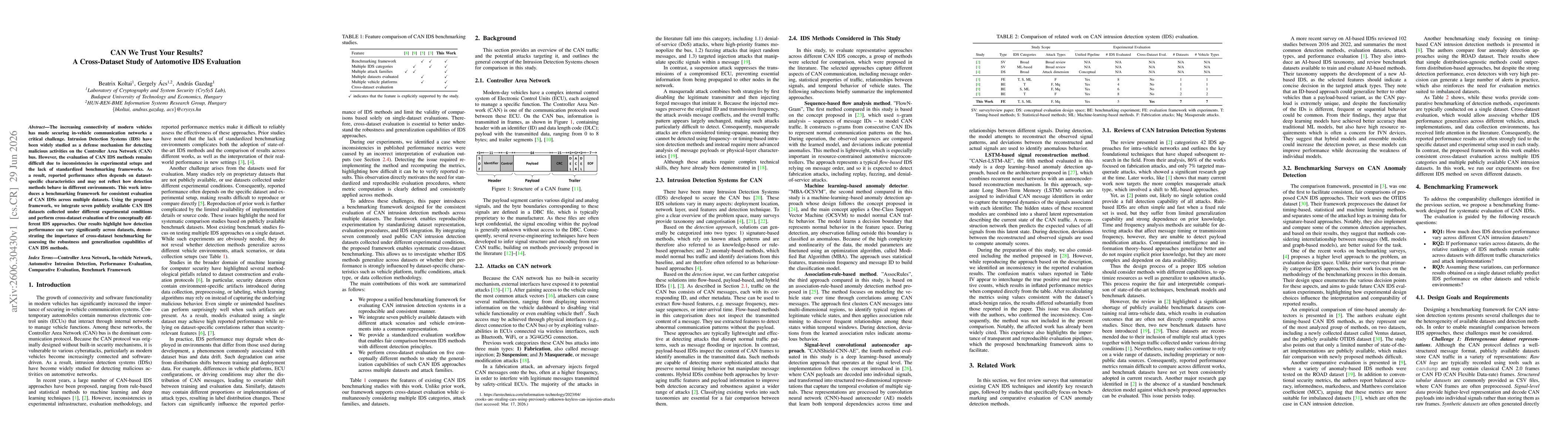Thumbnail for CAN We Trust Your Results? A Cross-Dataset Study of Automotive IDS Evaluation