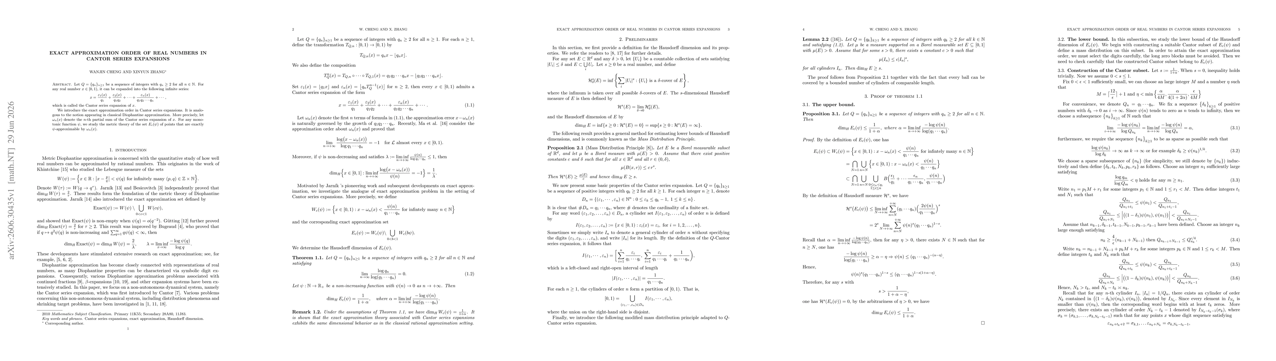 Thumbnail for Exact approximation order of real numbers in Cantor series expansions