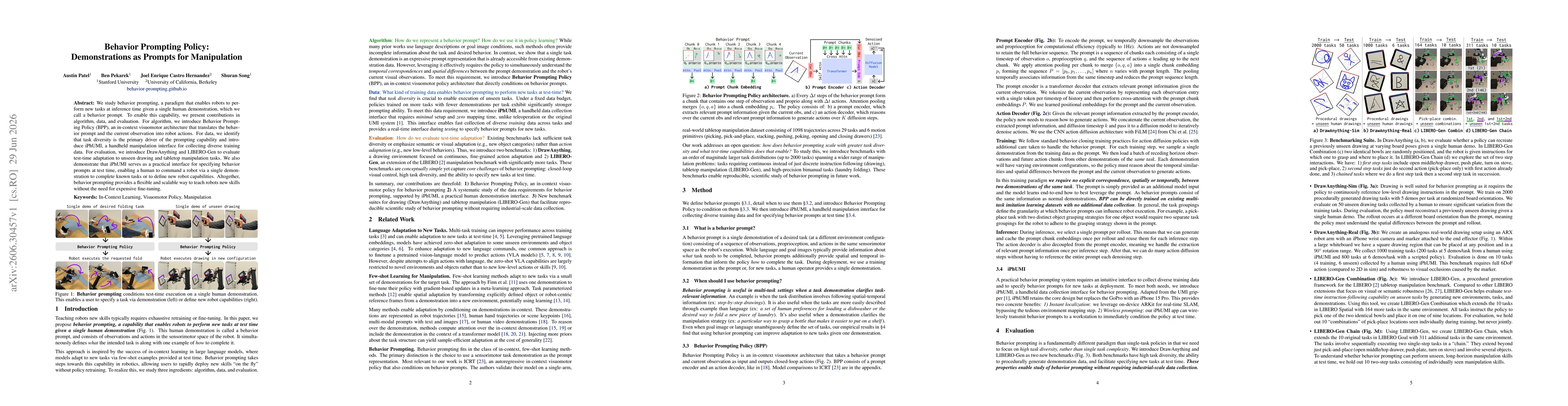 Thumbnail for Behavior Prompting Policy: Demonstrations as Prompts for Manipulation