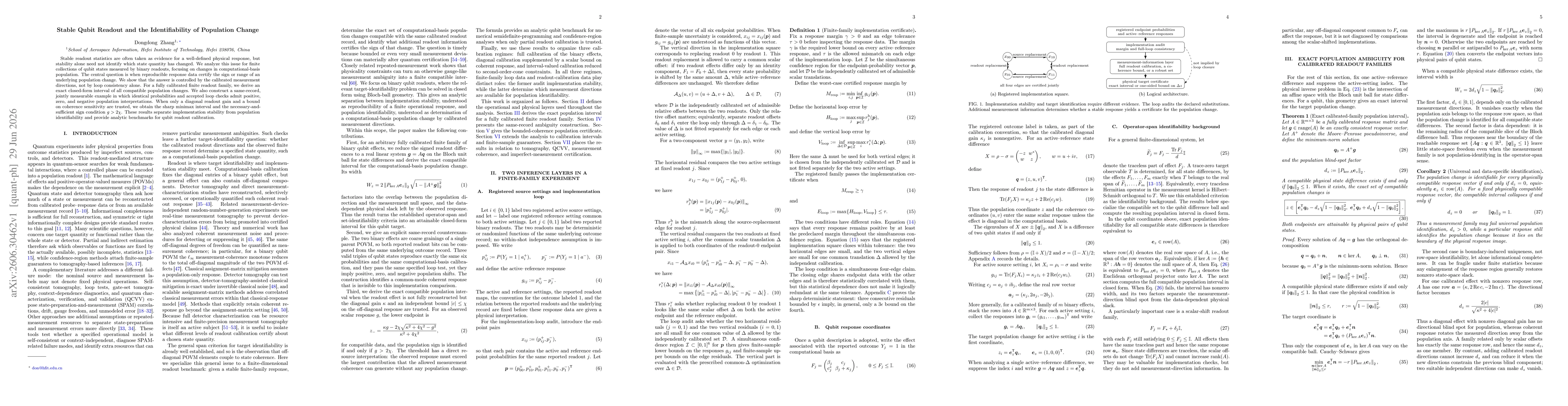 Thumbnail for Stable Qubit Readout and the Identifiability of Population Change