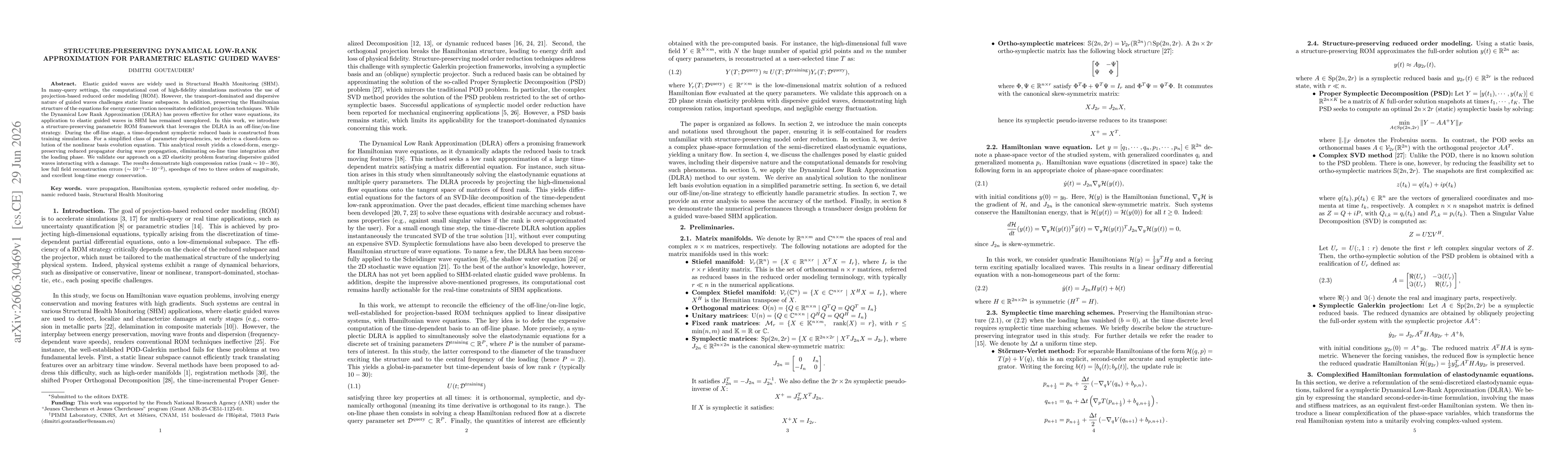 Thumbnail for Structure-preserving dynamical low-rank approximation for parametric elastic guided waves
