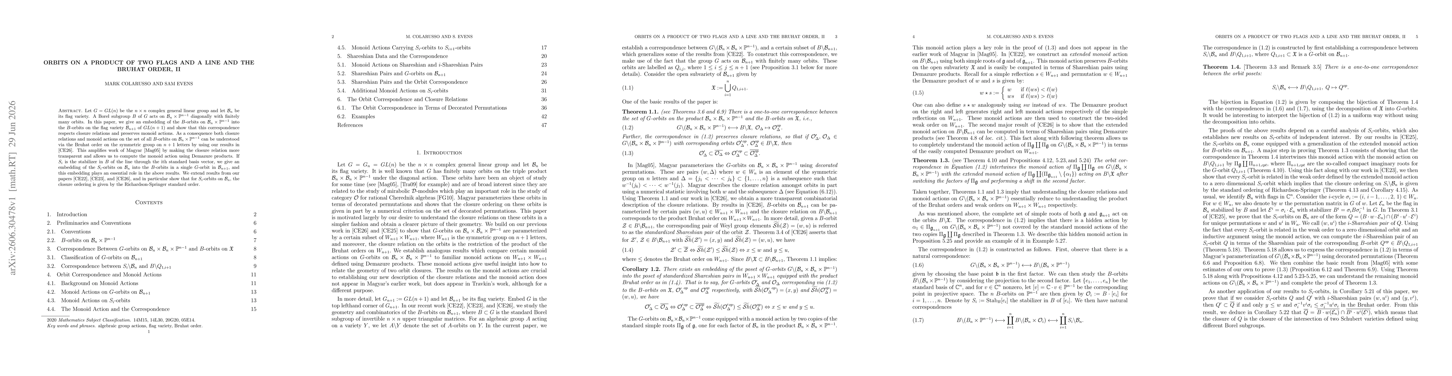 Thumbnail for Orbits on a product of two flags and a line and the Bruhat order, II