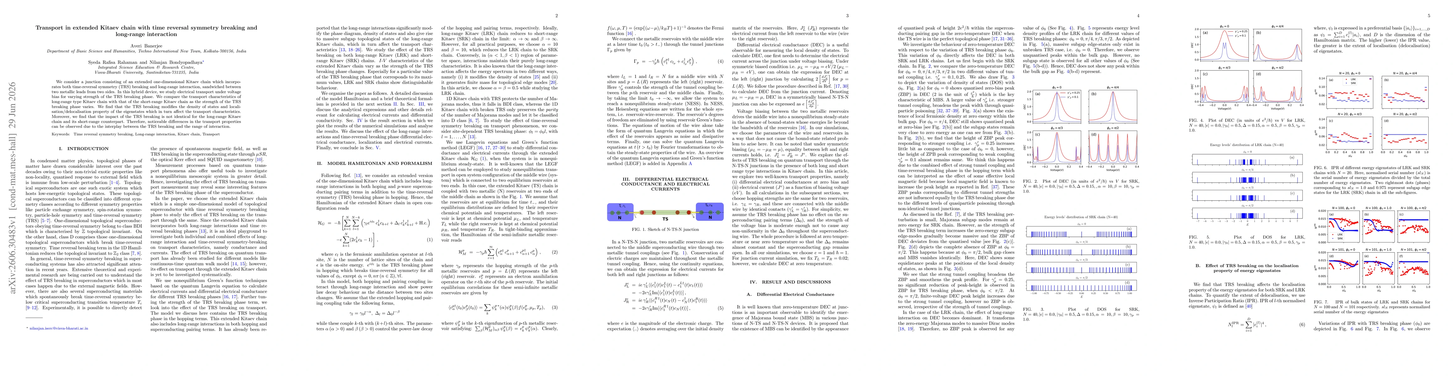 Thumbnail for Transport in extended Kitaev chain with time reversal symmetry breaking and long-range interaction