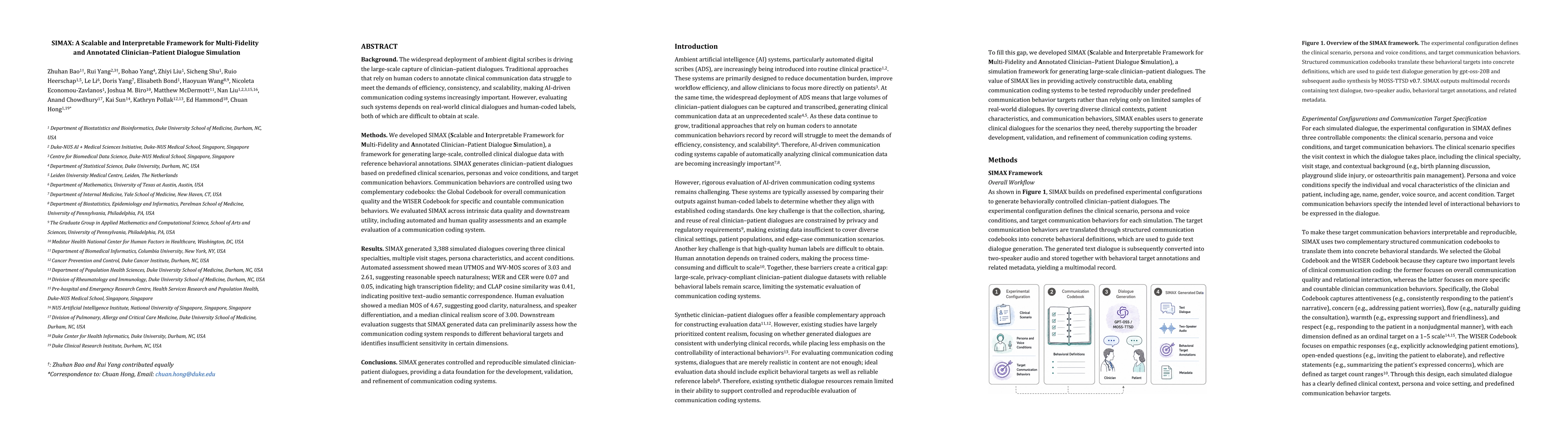 Thumbnail for SIMAX: A Scalable and Interpretable Framework for Multi-Fidelity and Annotated Clinician-Patient Dialogue Simulation