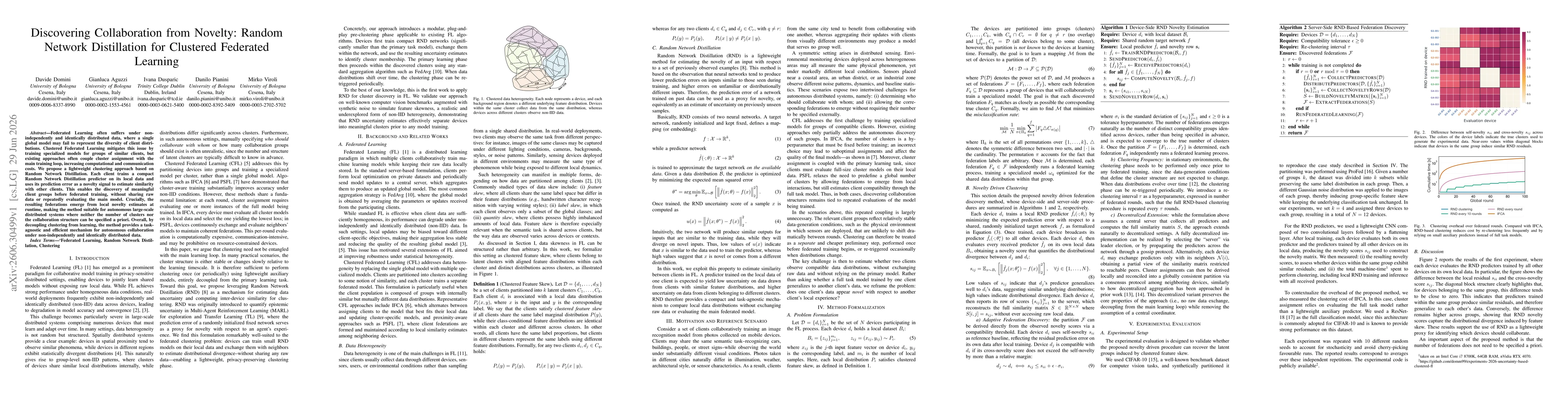 Thumbnail for Discovering Collaboration from Novelty: Random Network Distillation for Clustered Federated Learning
