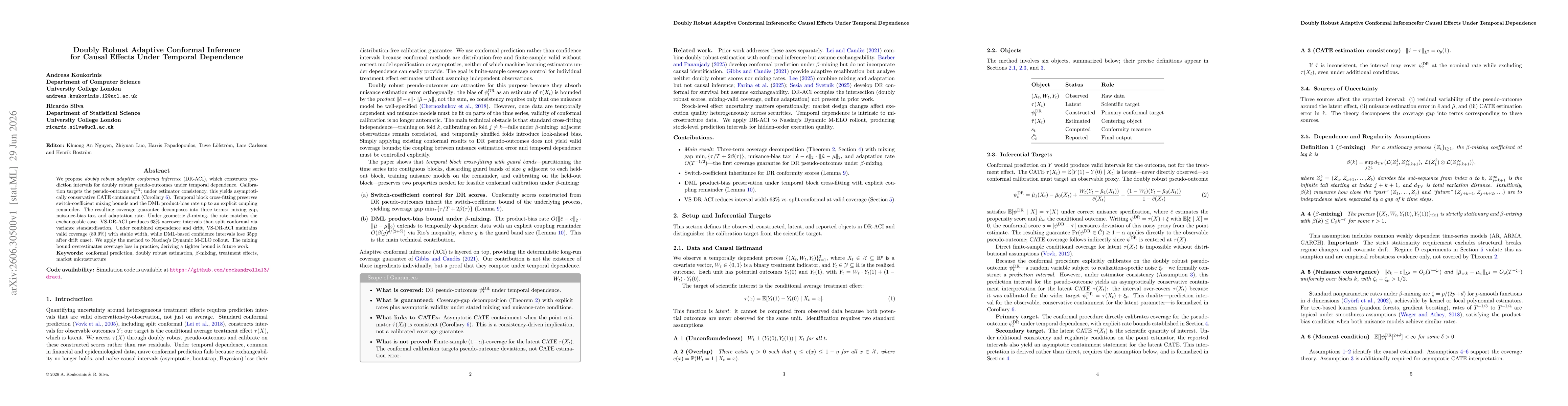 Thumbnail for Doubly Robust Adaptive Conformal Inference for Causal Effects Under Temporal Dependence
