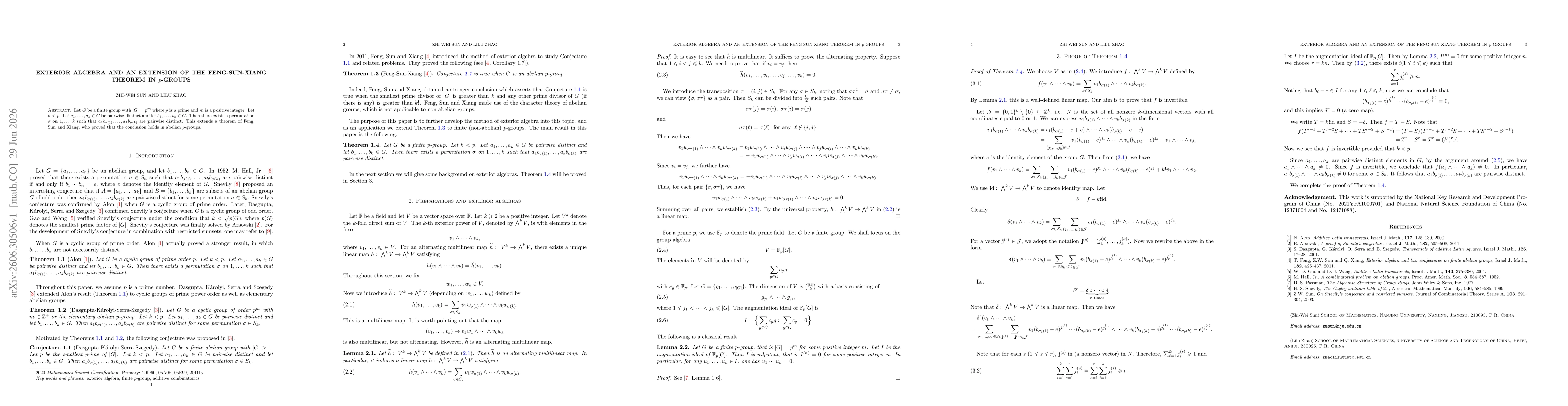 Thumbnail for Exterior Algebra and an Extension of the Feng-Sun-Xiang Theorem in $p$-groups