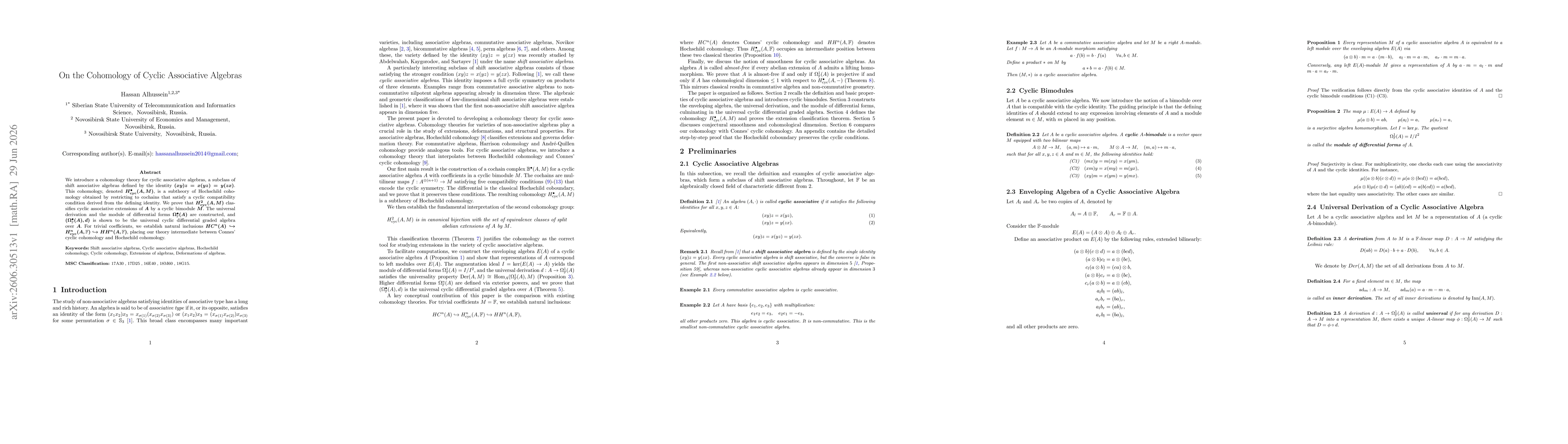 Thumbnail for On the Cohomology of Cyclic Associative Algebras