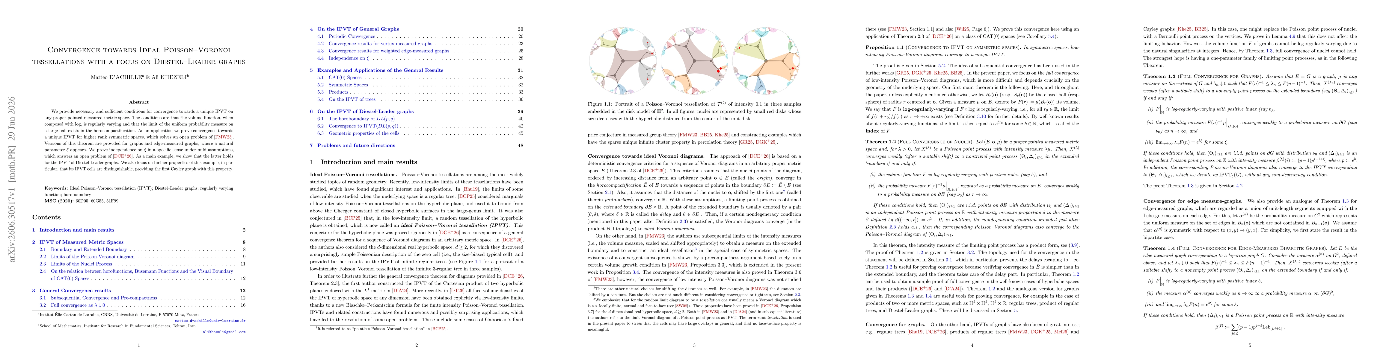 Thumbnail for Convergence towards Ideal Poisson--Voronoi tessellations with a focus on Diestel--Leader graphs