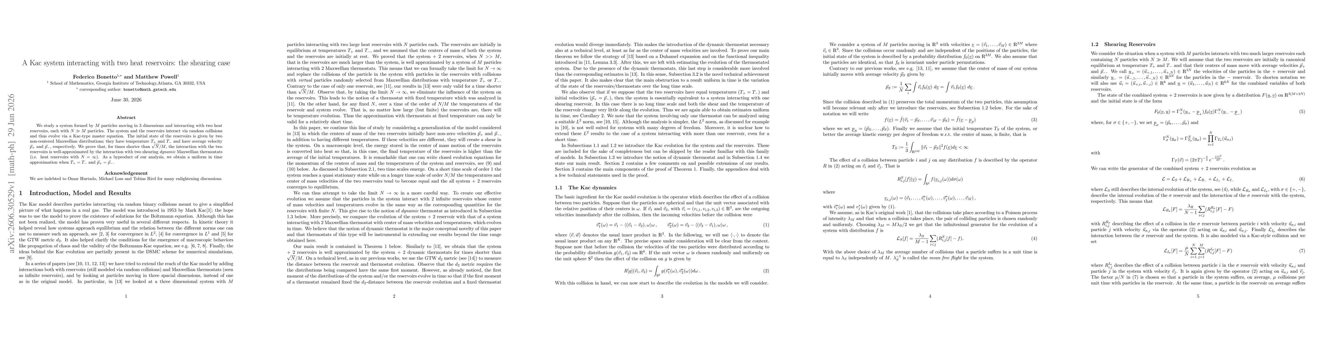 Thumbnail for A Kac system interacting with two heat reservoirs: the shearing case