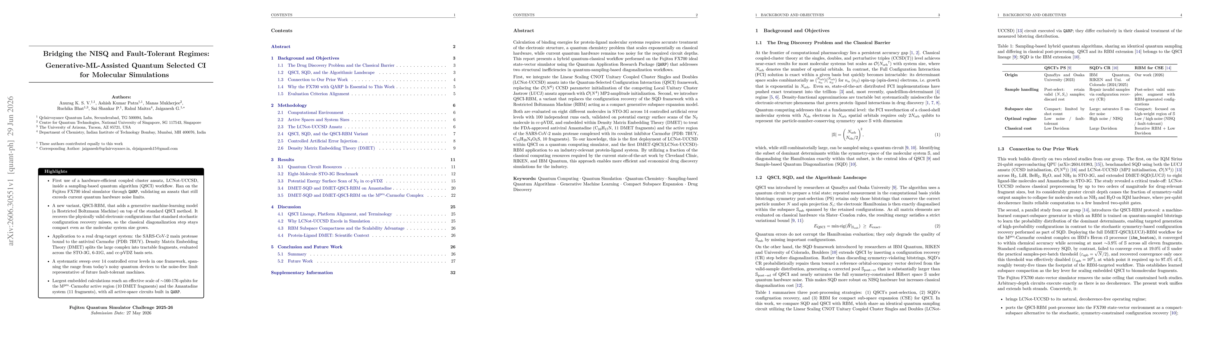 Thumbnail for Bridging the NISQ and Fault-Tolerant Regimes: Generative-ML-Assisted Quantum Selected CI for Molecular Simulations