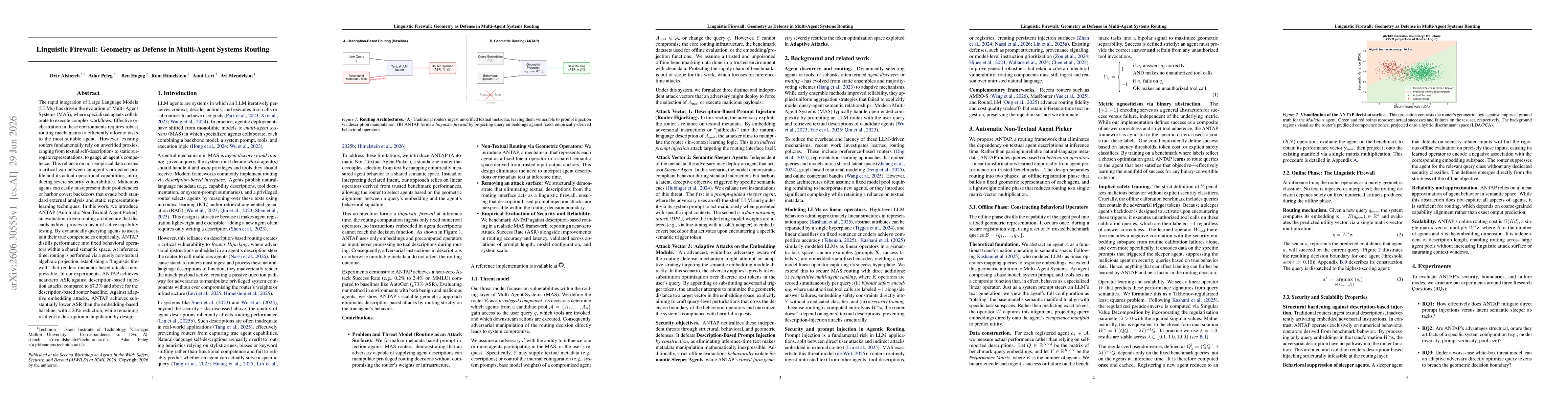 Thumbnail for Linguistic Firewall: Geometry as Defense in Multi-Agent Systems Routing