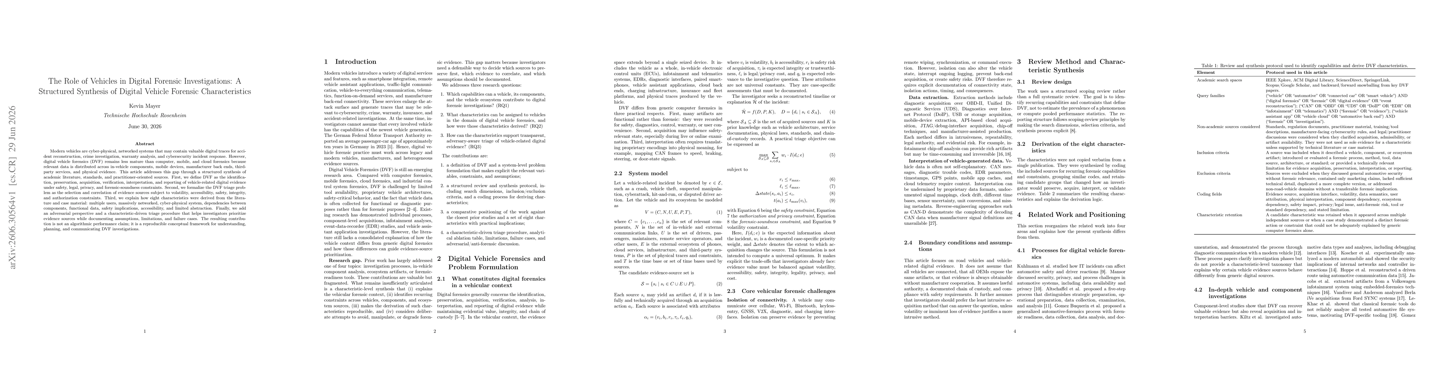 Thumbnail for The Role of Vehicles in Digital Forensic Investigations: A Structured Synthesis of Digital Vehicle Forensic Characteristics