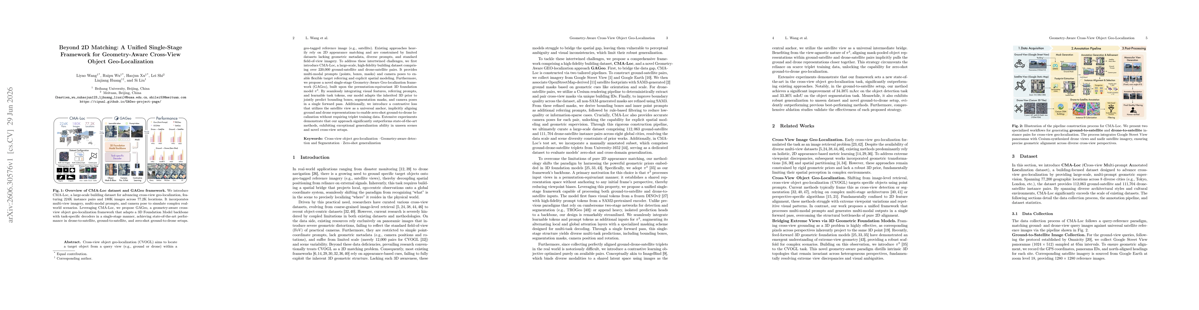 Thumbnail for Beyond 2D Matching: A Unified Single-Stage Framework for Geometry-Aware Cross-View Object Geo-Localization