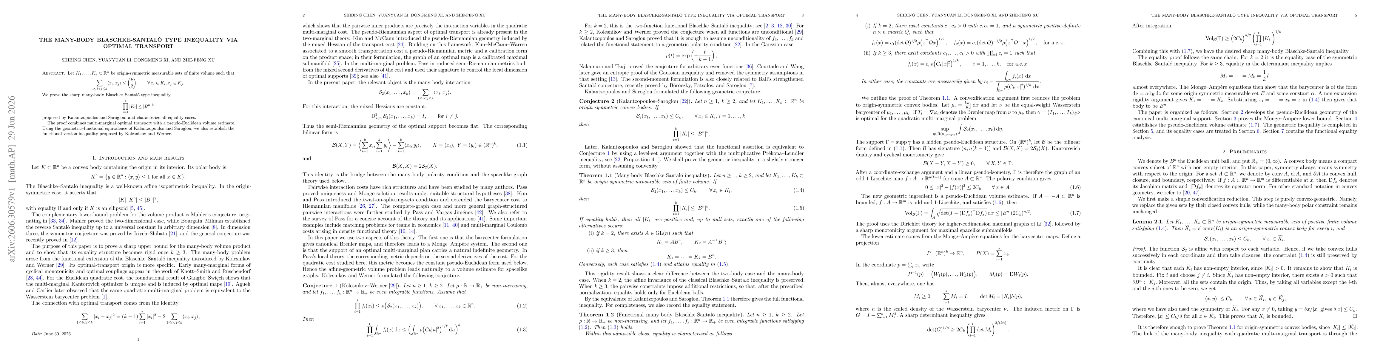 Thumbnail for The many-body Blaschke-Santaló type inequality via optimal transport