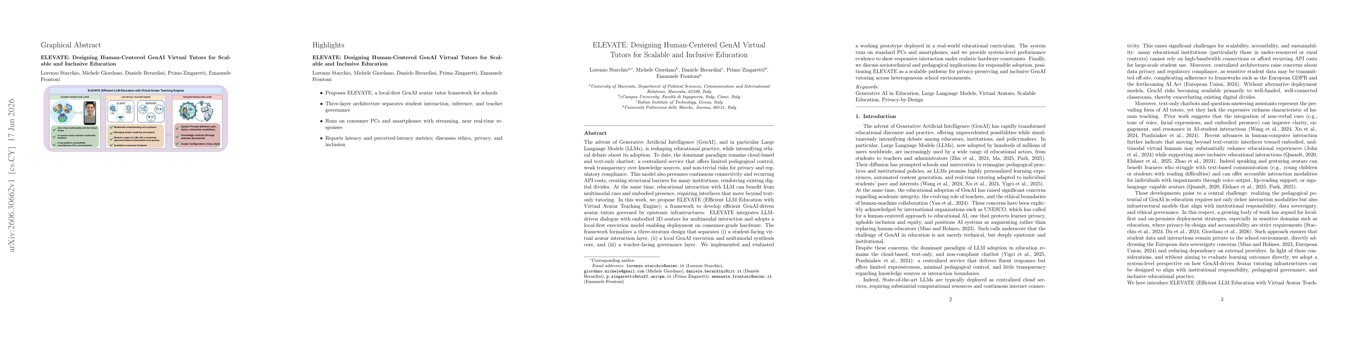 Thumbnail for ELEVATE: Designing Human-Centered GenAI Virtual Tutors for Scalable and Inclusive Education