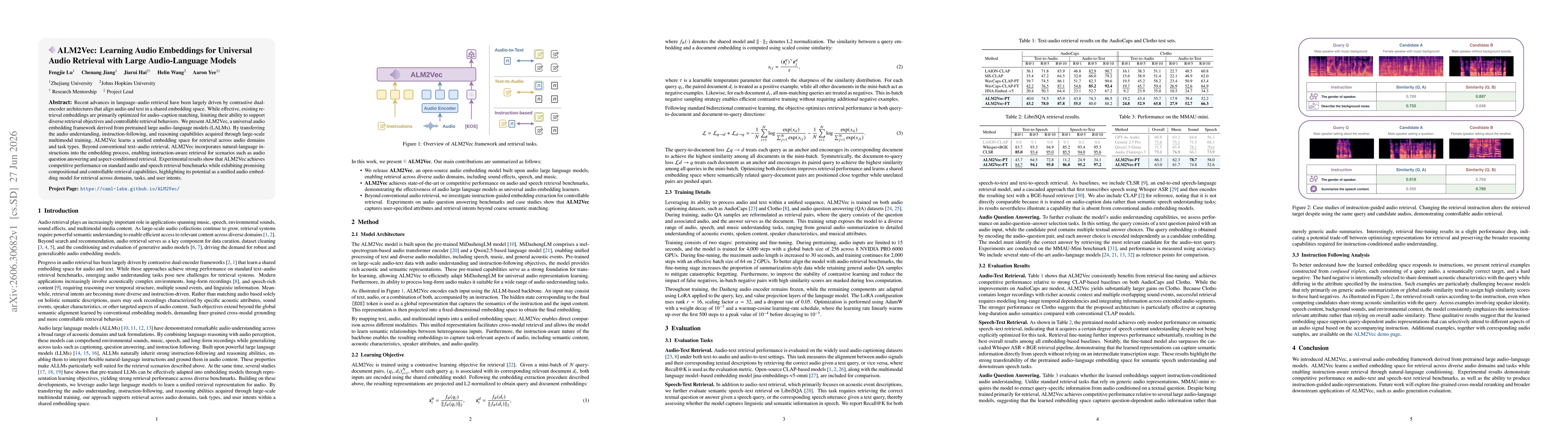 Thumbnail for ALM2Vec: Learning Audio Embeddings for Universal Audio Retrieval with Large Audio-Language Models