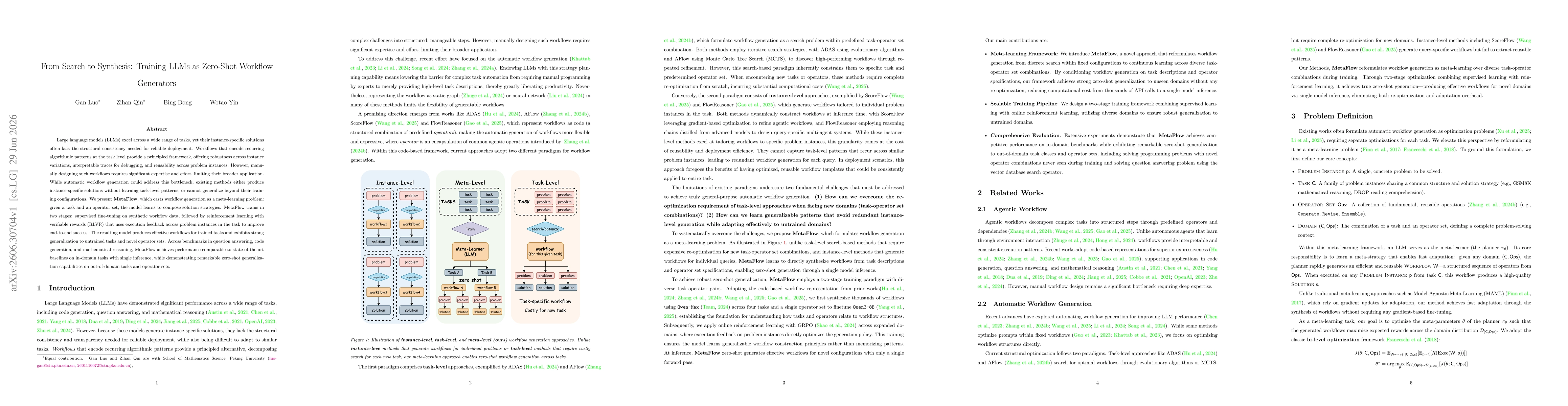 Thumbnail for From Search to Synthesis: Training LLMs as Zero-Shot Workflow Generators