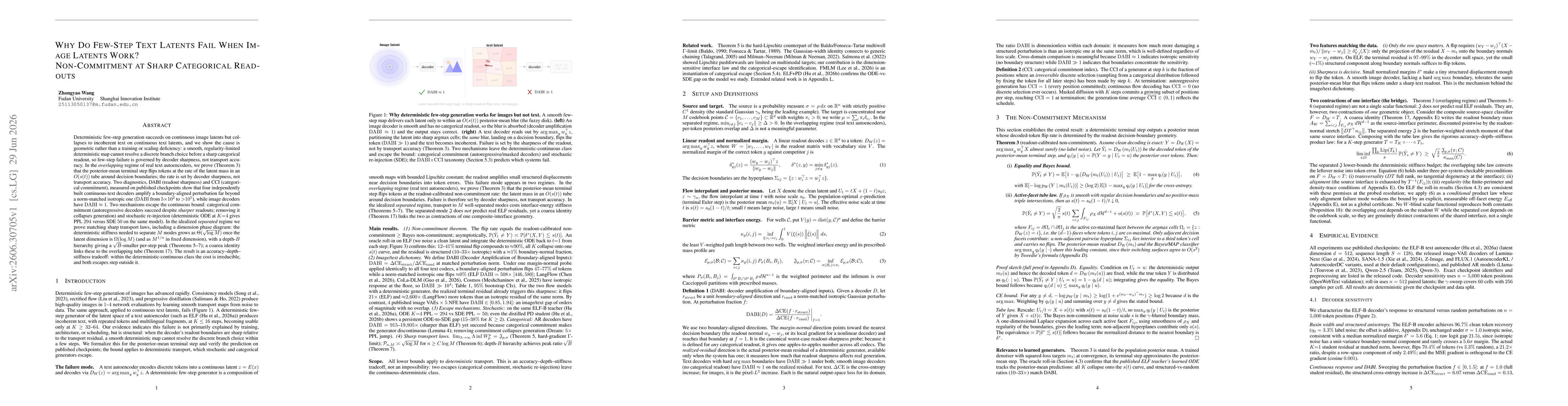 Thumbnail for Why Do Few-Step Text Latents Fail When Image Latents Work? Non-Commitment at Sharp Categorical Readouts