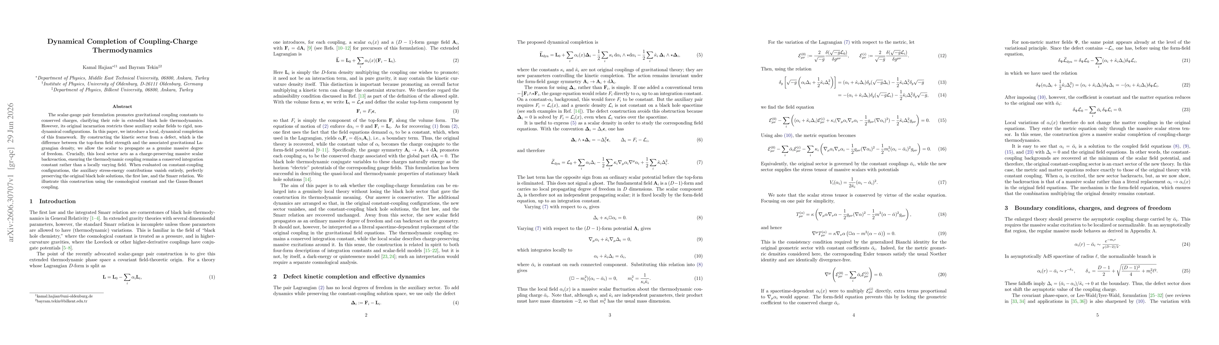 Thumbnail for Dynamical Completion of Coupling-Charge Thermodynamics