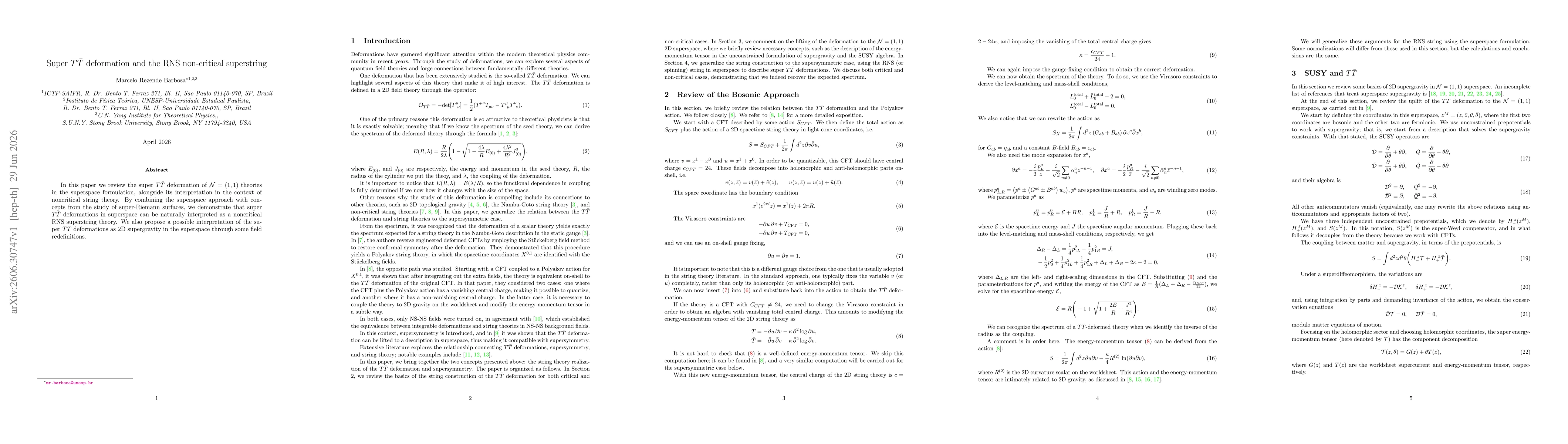 Thumbnail for Super $T\bar{T}$ deformation and the RNS non-critical superstring