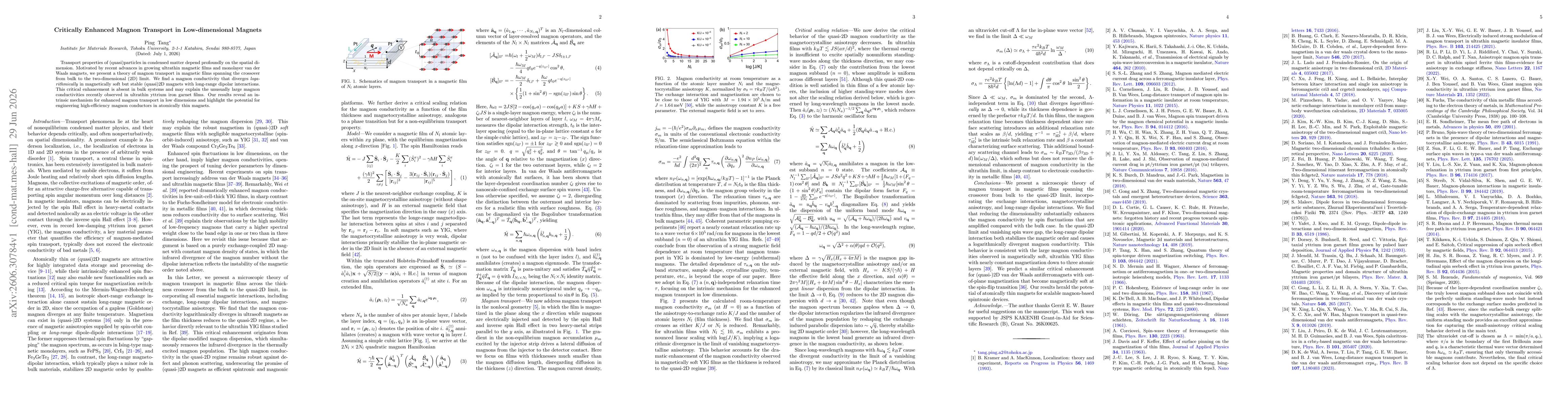Thumbnail for Critically Enhanced Magnon Transport in Low-dimensional Magnets