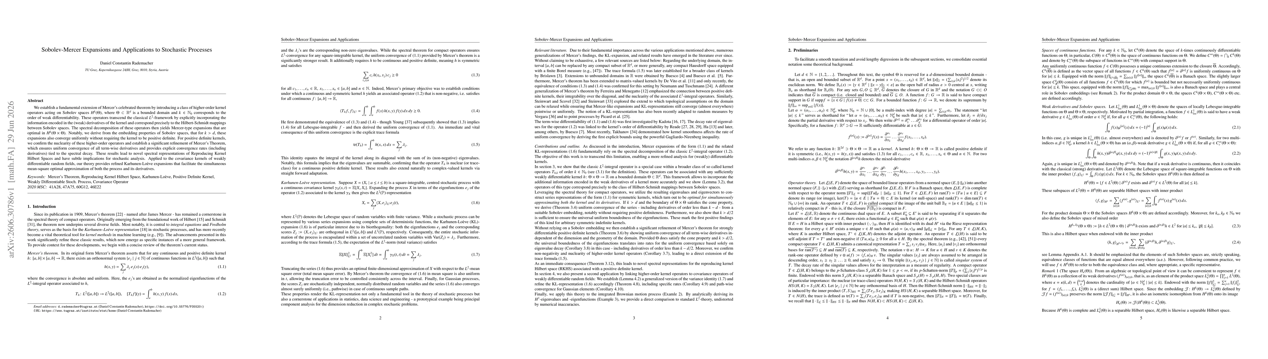 Thumbnail for Sobolev-Mercer Expansions and Applications to Stochastic Processes