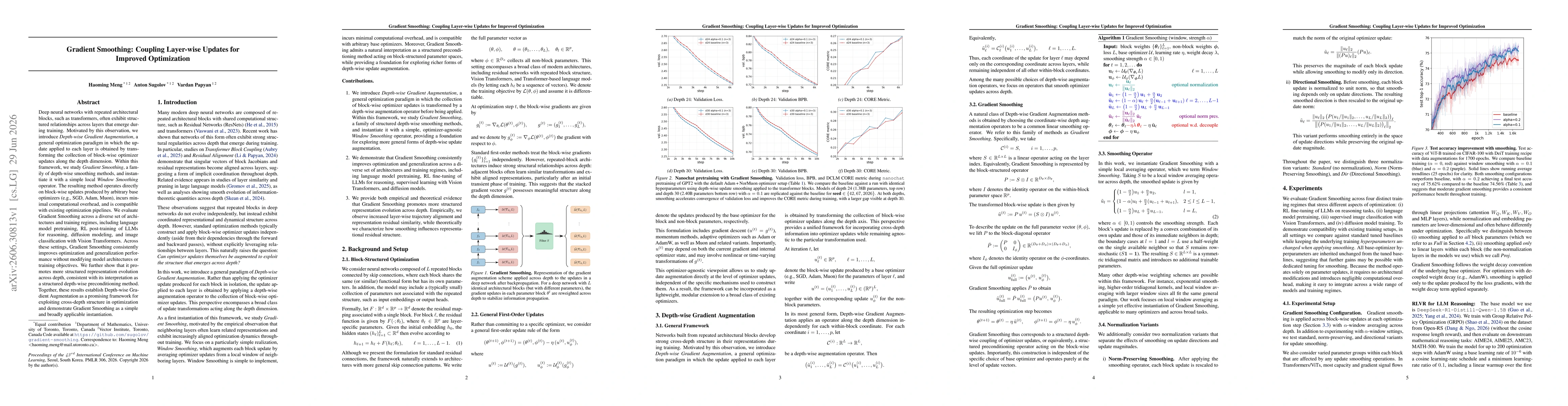 Thumbnail for Gradient Smoothing: Coupling Layer-wise Updates for Improved Optimization