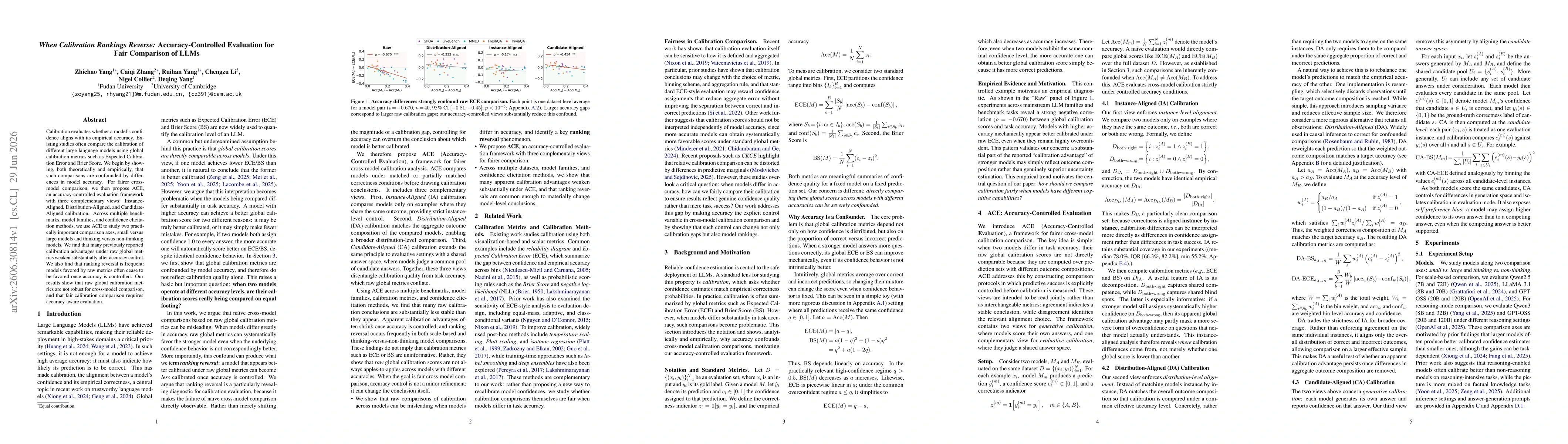 Thumbnail for When Calibration Rankings Reverse: Accuracy-Controlled Evaluation for Fair Comparison of LLMs