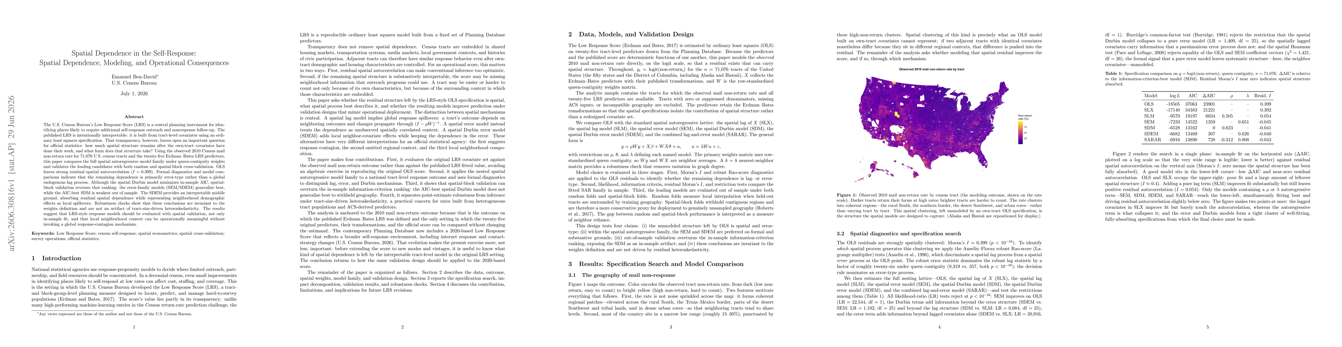Thumbnail for Spatial Dependence in the Self-Response: Spatial Dependence, Modeling, and Operational Consequences