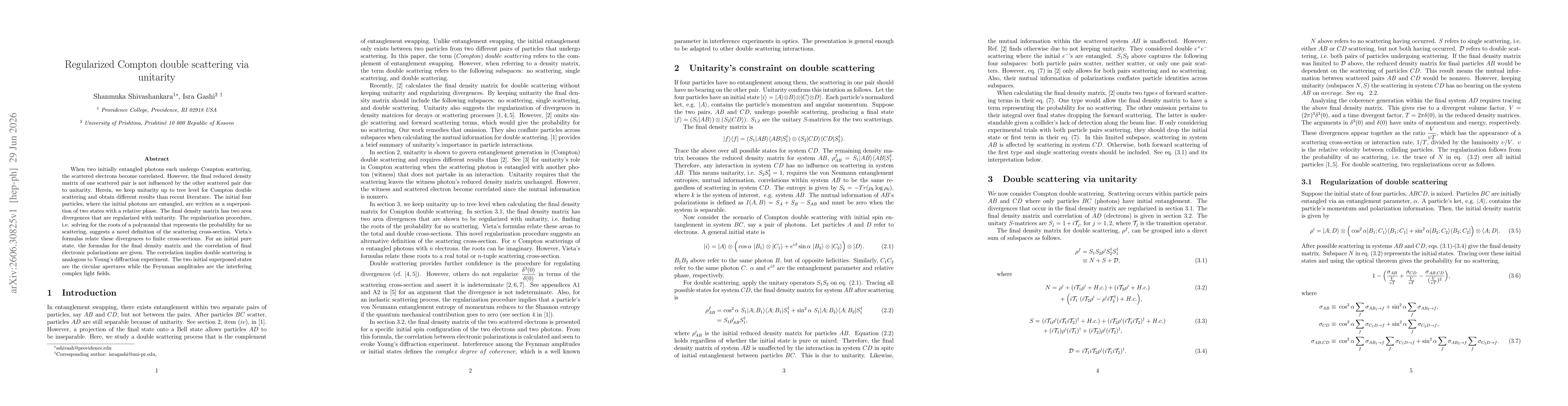Thumbnail for Regularized Compton double scattering via unitarity