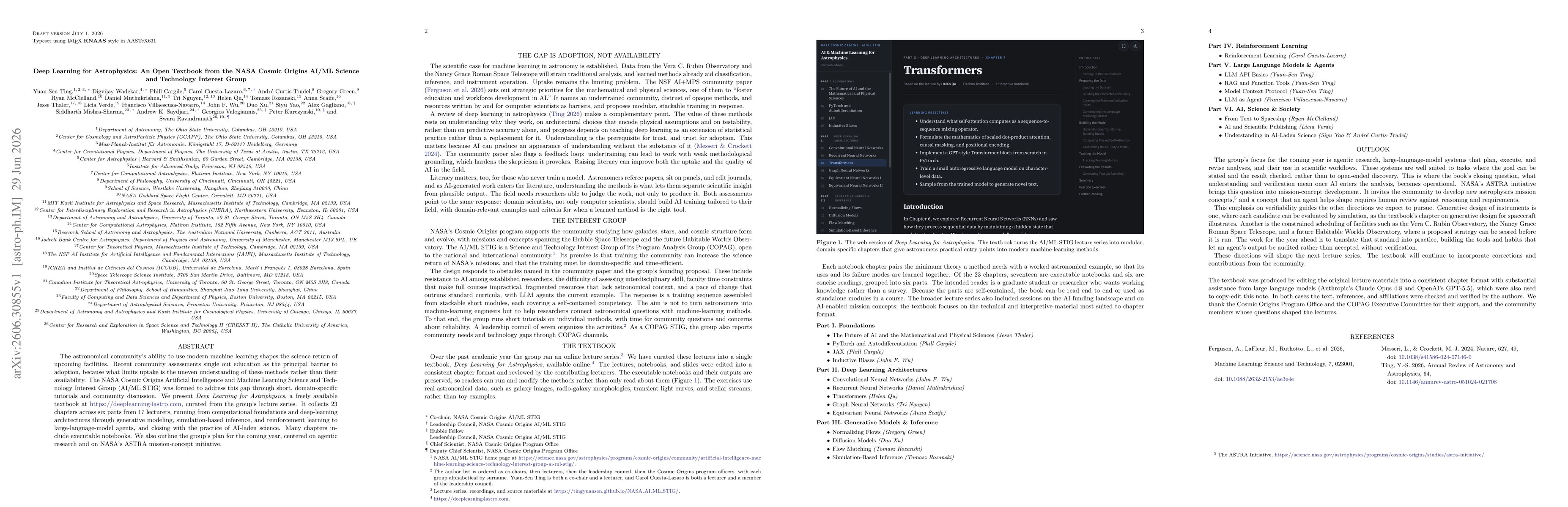 Thumbnail for Deep Learning for Astrophysics: An Open Textbook from the NASA Cosmic Origins AI/ML Science and Technology Interest Group