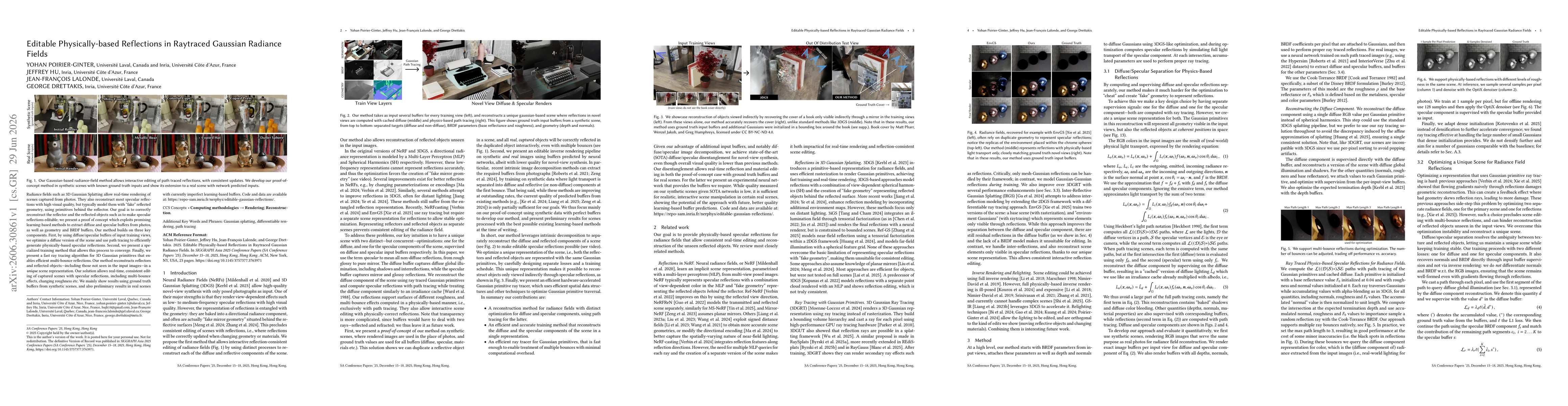 Thumbnail for Editable Physically-based Reflections in Raytraced Gaussian Radiance Fields