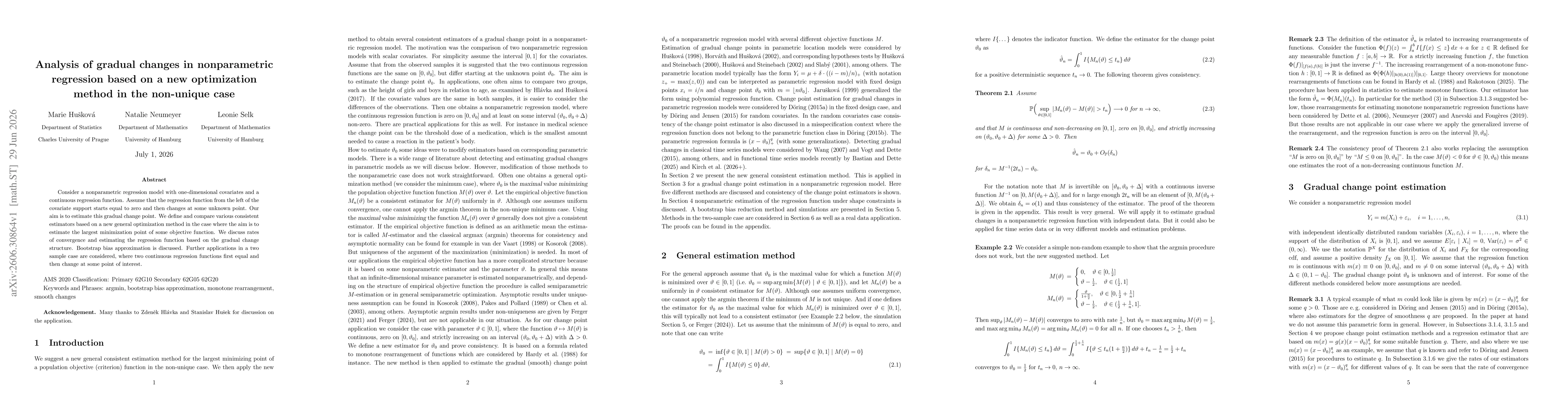 Thumbnail for Analysis of gradual changes in nonparametric regression based on a new optimization method in the non-unique case