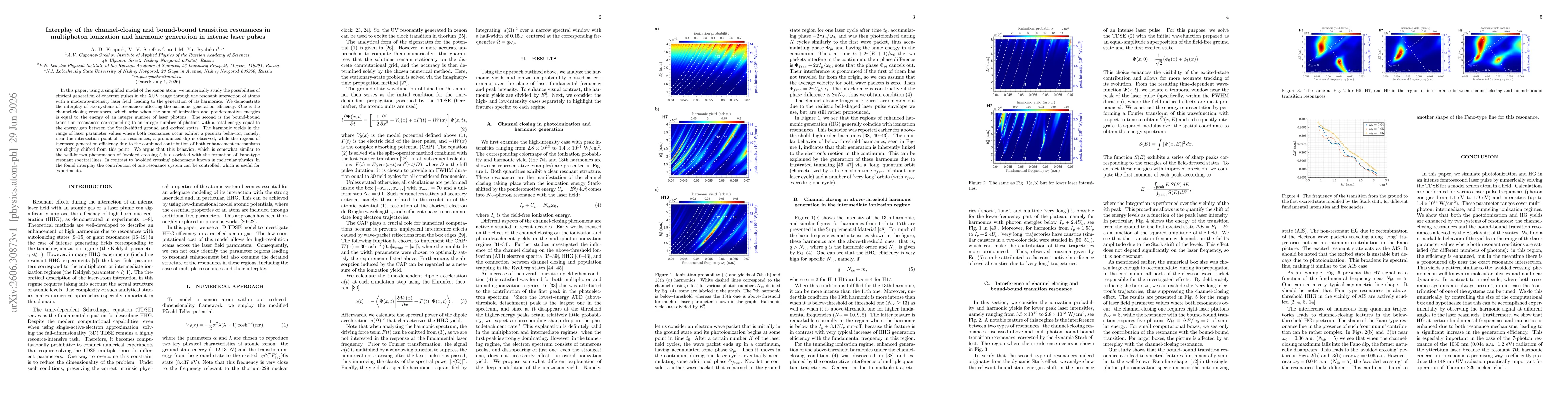 Thumbnail for Interplay of the channel-closing and bound-bound transition resonances in multiphoton ionization and harmonic generation in intense laser pulses