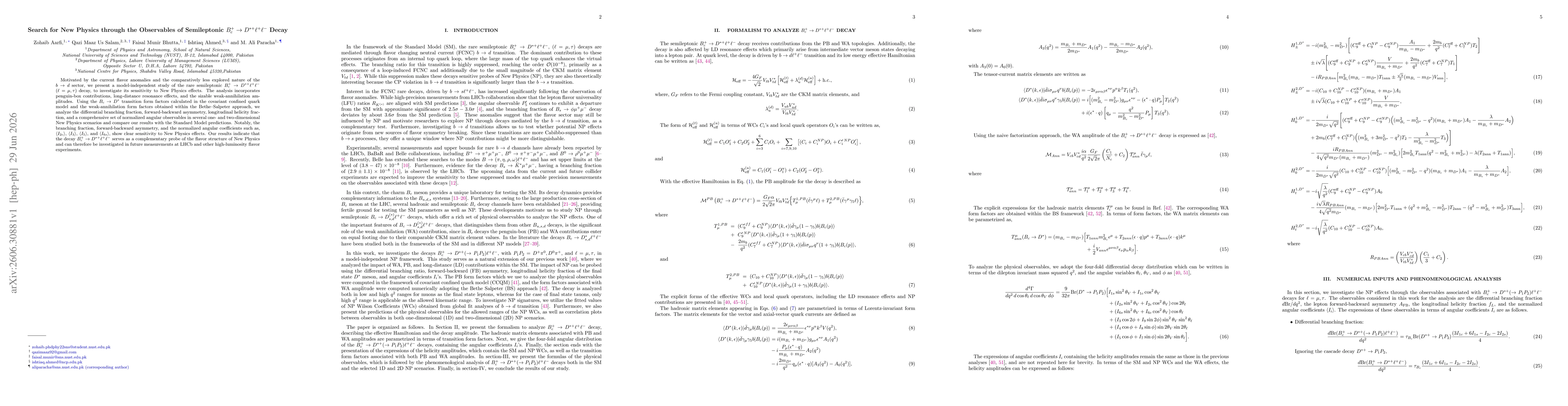 Thumbnail for Search for New Physics through the Observables of Semileptonic $B_{c}^+\to D^{\ast+}\ell^{+}\ell^{-}$ Decay