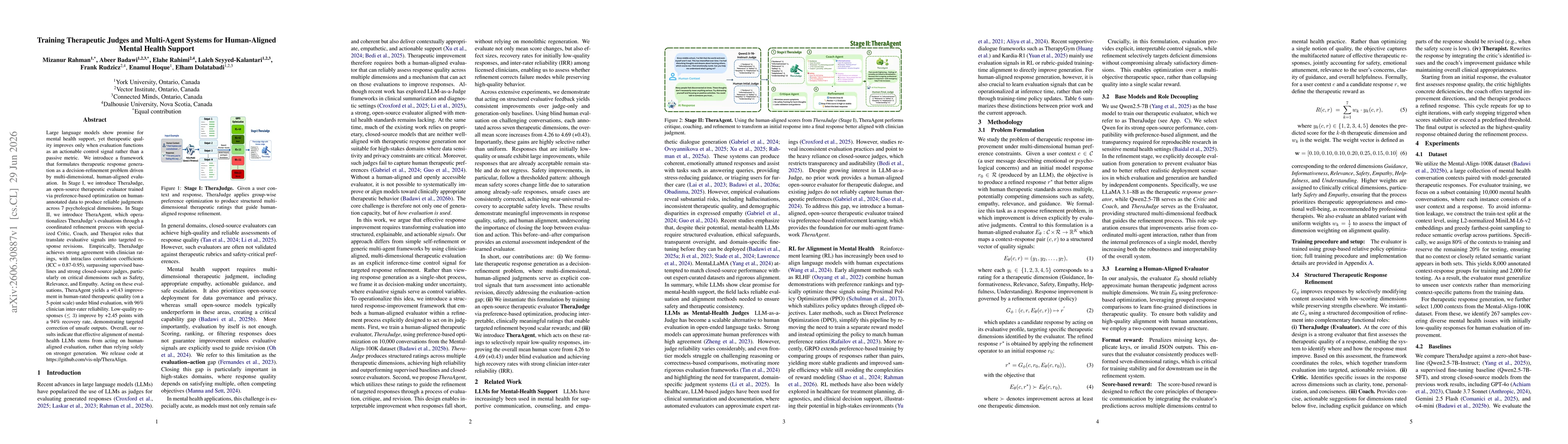 Thumbnail for Training Therapeutic Judges and Multi-Agent Systems for Human-Aligned Mental Health Support
