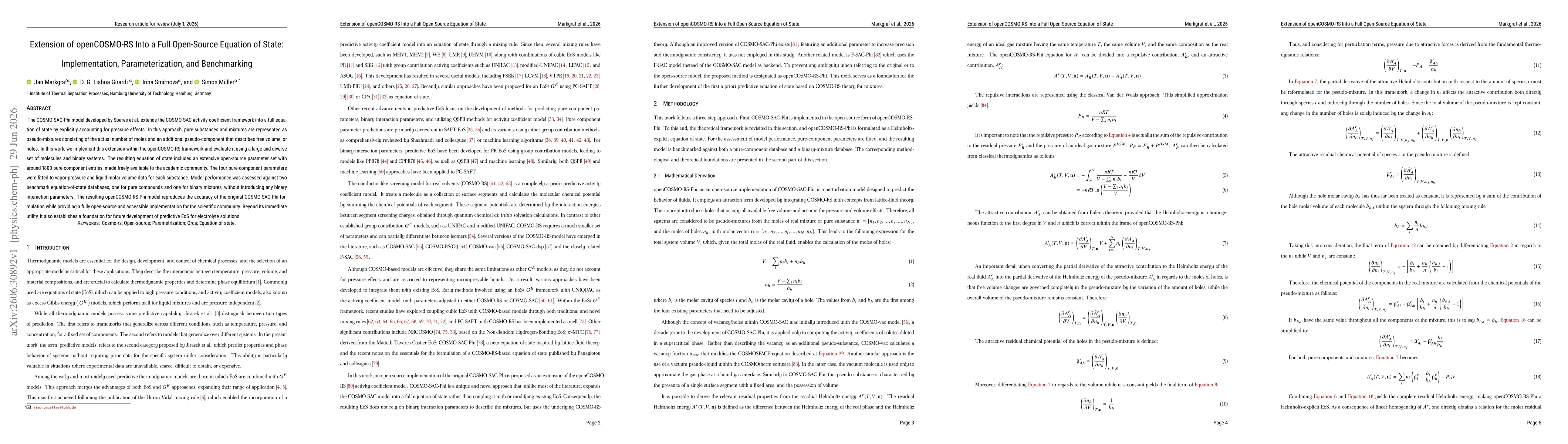Thumbnail for Extension of openCOSMO-RS Into a Full Open-Source Equation of State: Implementation, Parameterization, and Benchmarking
