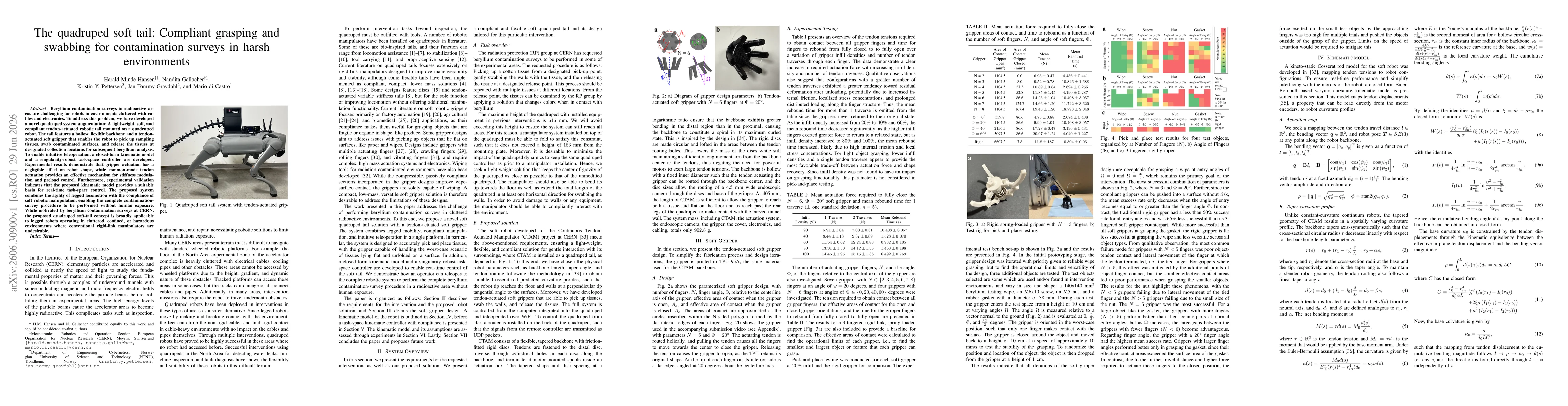 Thumbnail for The Quadruped Soft Tail: Compliant Grasping and Swabbing for Contamination Surveys in Harsh Environments